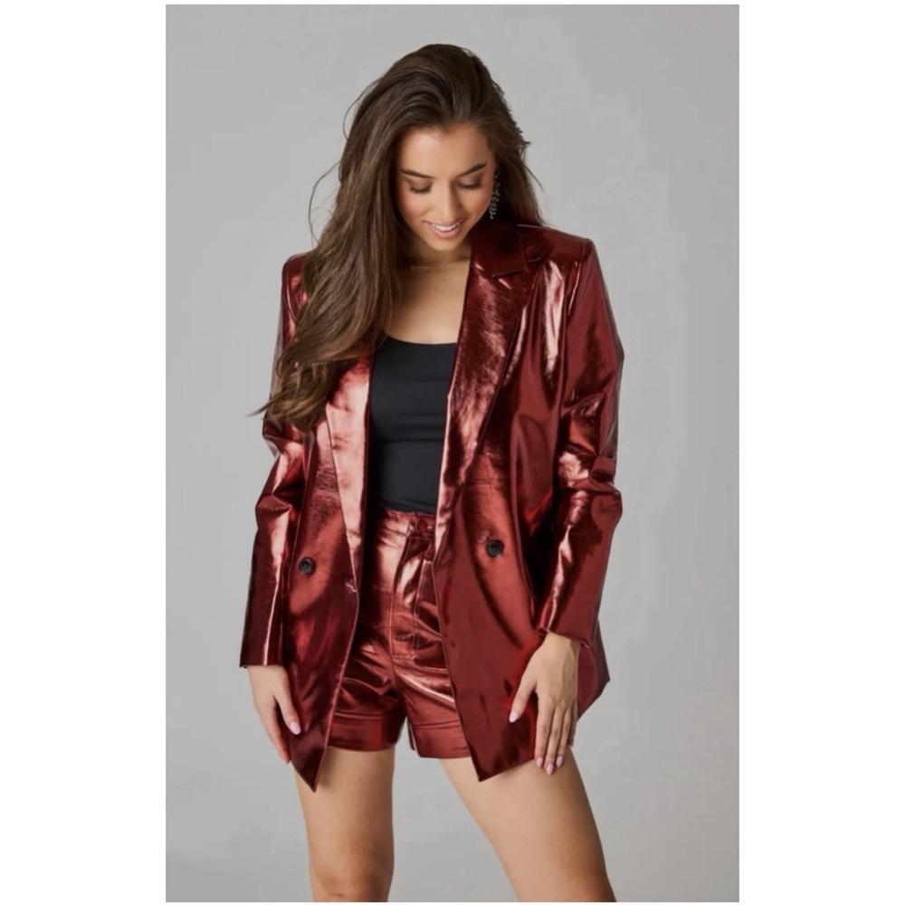 Buddy Love Avery Jacket And Shorts Set Small Metallic Burgundy Red Holiday NYE‎